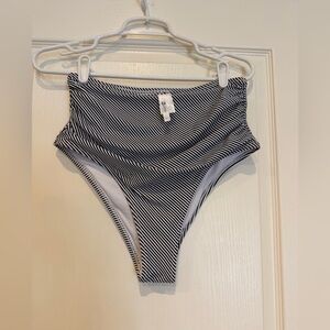 CupShe- High-Waist Striped Bikini Bottoms - Black & White